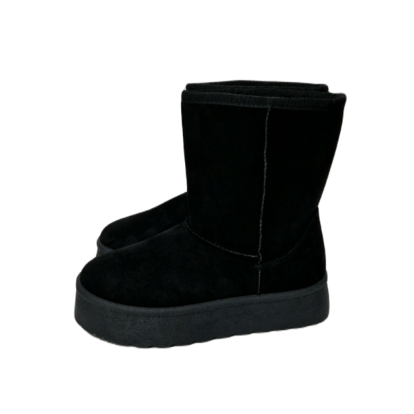 Cizme imblanite inalte, piele ecologica, Negru - imagine 2