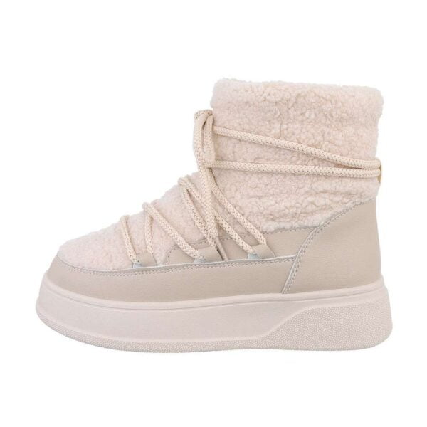 Botine cu blana decorativa, Crem - imagine 2