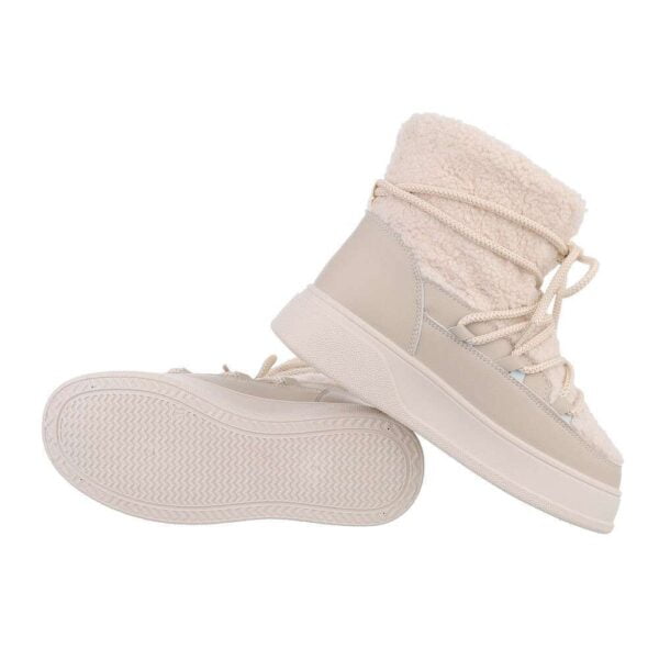 Botine cu blana decorativa, Crem - imagine 3