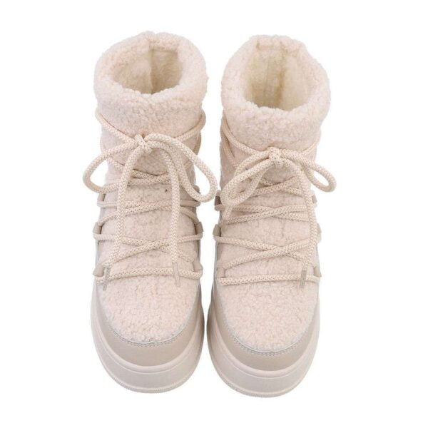 Botine cu blana decorativa, Crem - imagine 5