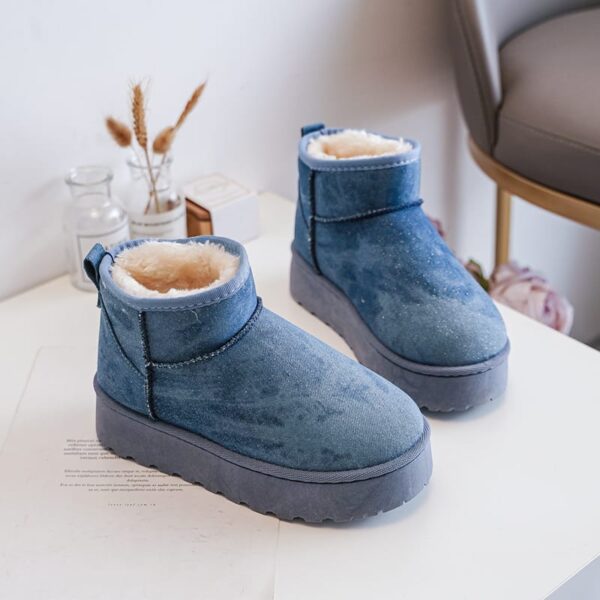 Cizme scurte cu design denim - imagine 3