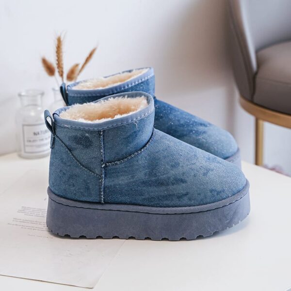 Cizme scurte cu design denim - imagine 2