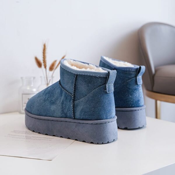 Cizme scurte cu design denim - imagine 4