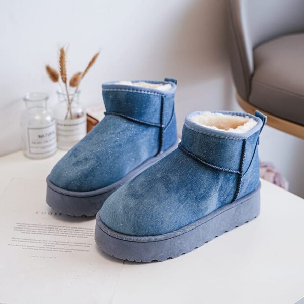 Cizme scurte cu design denim - imagine 5