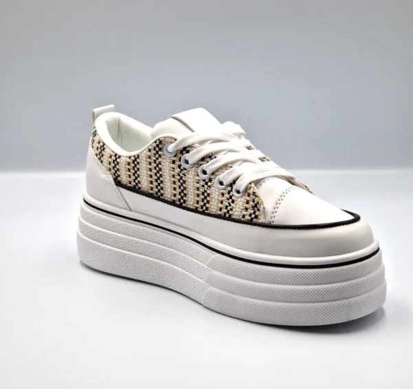 Tenisi dama cu platforma low-top, Alb