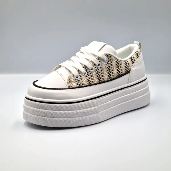 Tenisi dama cu platforma low-top, Alb - imagine 3