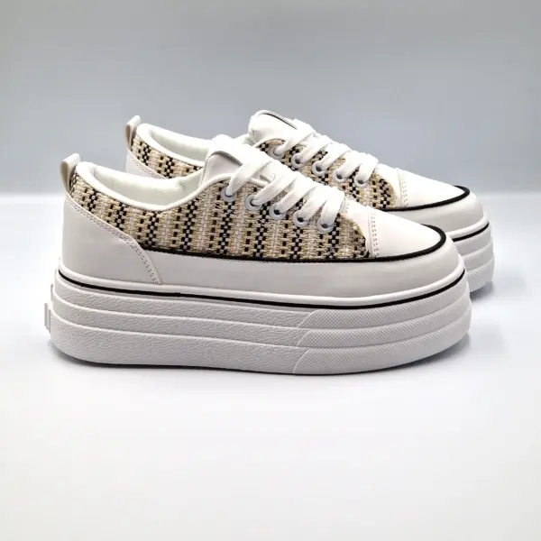 Tenisi dama cu platforma low-top, Alb - imagine 6