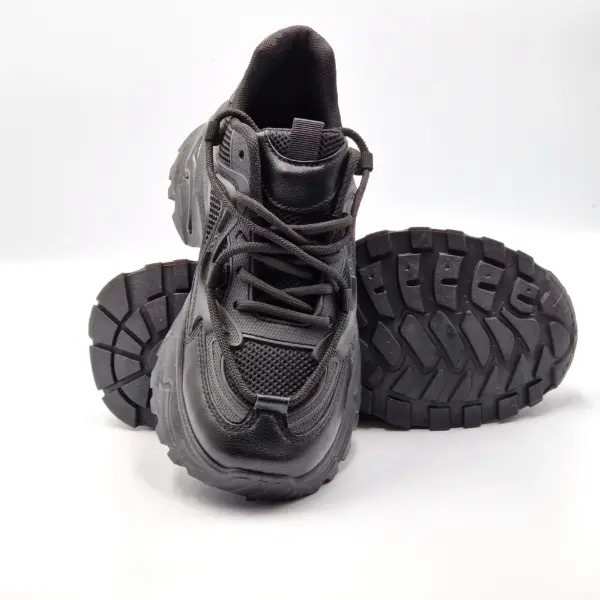 Sneakers dama cu platforma cu insertii de plasa, Negru - imagine 8