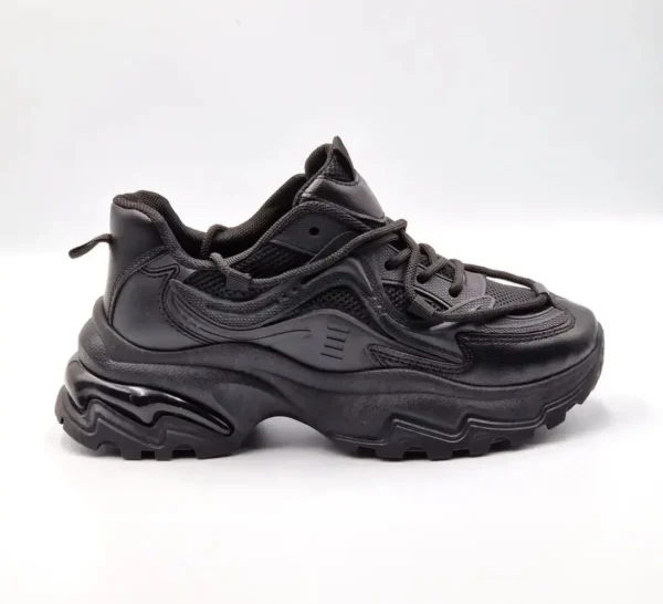 Sneakers dama cu platforma cu insertii de plasa, Negru