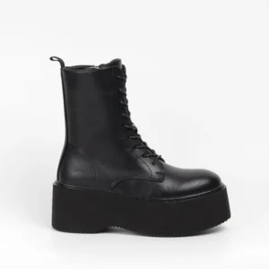 Botine cu platforma din piele eco, Negru Alniro Store 2025-11-07 Botine cu platforma din piele eco, Negru