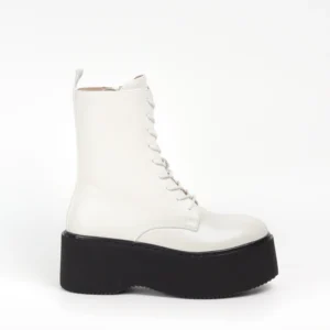 Botine cu platforma din piele eco, Alb Alniro Store 2025-11-07 Botine cu platforma din piele eco, Alb