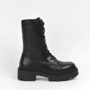 Botine dama cu platforma chunky, piele ecologica, Negru