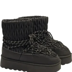 Cizme imblanite, design modern matlasat si platforma, Negru