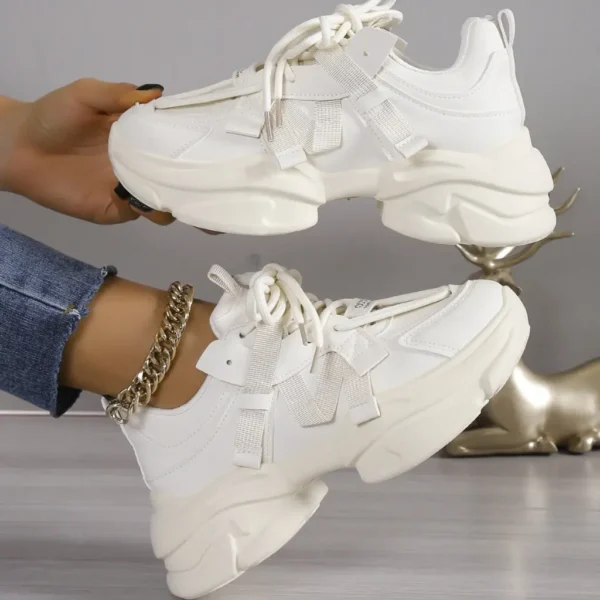 Sneakers dama casual, streetwear, Bej - imagine 3