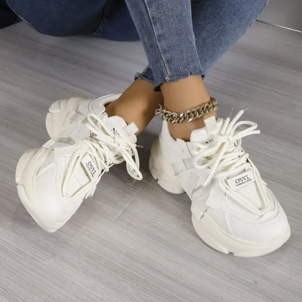 Sneakers dama casual, streetwear, Bej - imagine 2