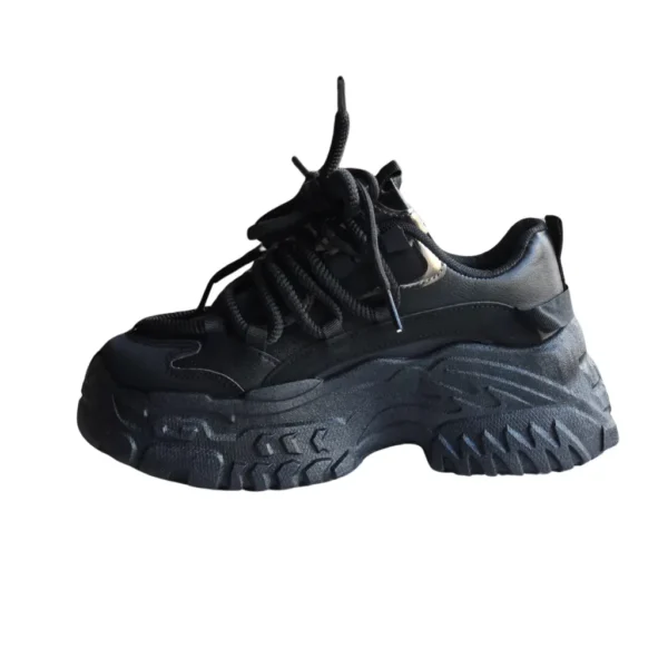 Sneakers dama cu platforma, piele ecologica, Negru - imagine 8