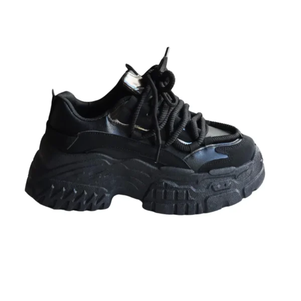 Sneakers dama cu platforma, piele ecologica, Negru - imagine 9