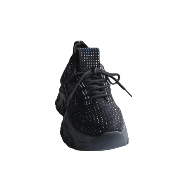 Sneakers dama platforma cu insertii stralucitoare, Negru - imagine 7